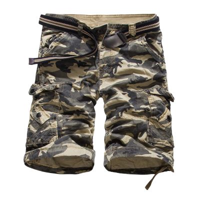 Maiyifu-GJ Men's Camo Multi Pocket Shorts Relaxed Fit Camouflage Cotton Cargo Shorts Casual Outdoor Military Short Pants (Yellow,29)