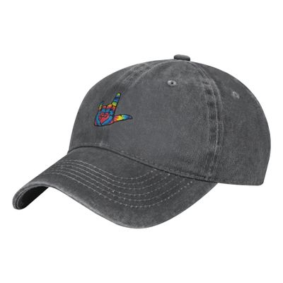 ASL I Love You Sign Language Unisex Adult Baseball Hat Sports Outdoor Cowboy Cap for Men and Women Snapback Deep Heather