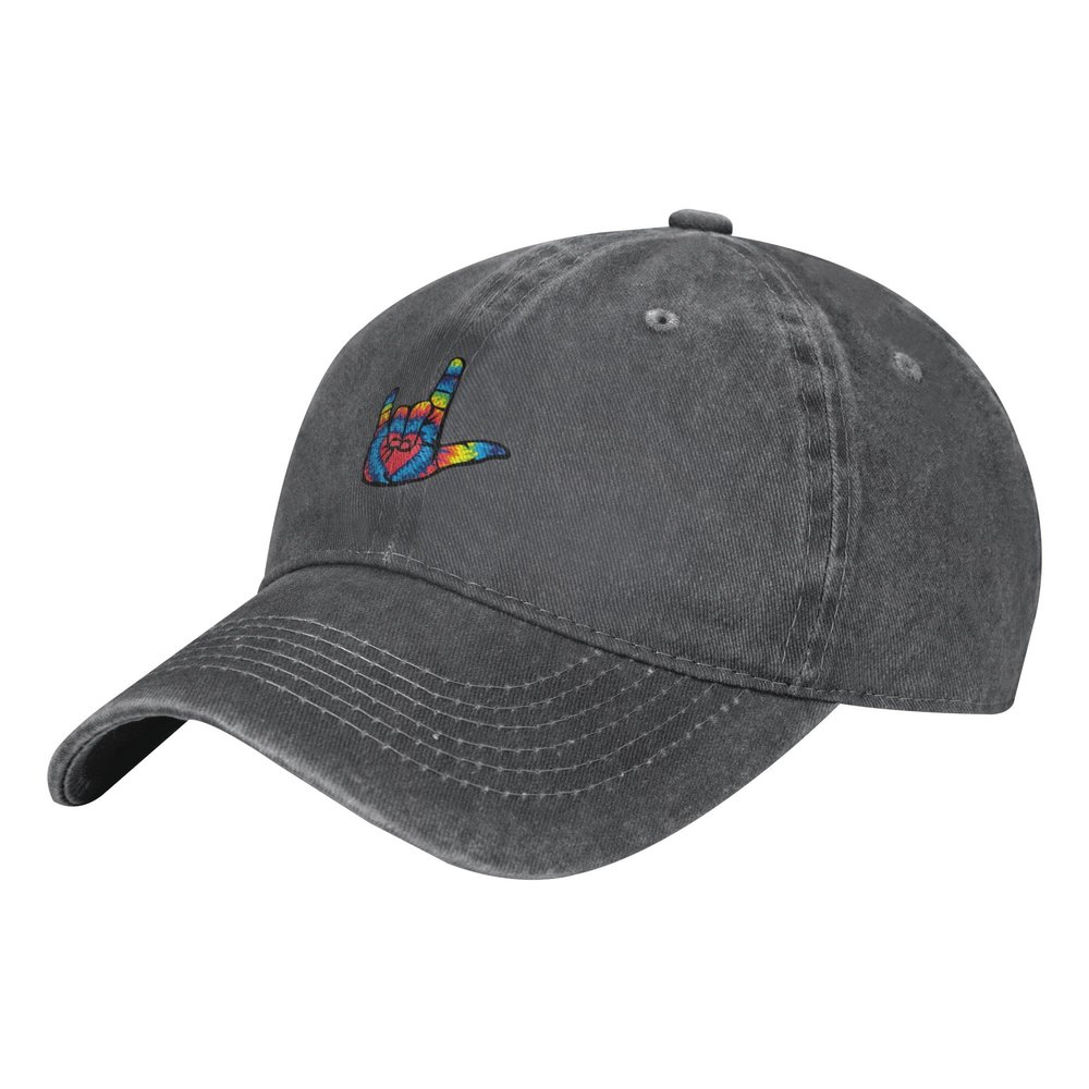 ASL I Love You Sign Language Unisex Adult Baseball Hat Sports Outdoor Cowboy Cap for Men and Women Snapback Deep Heather