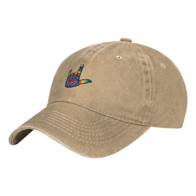 ASL I Love You Sign Language Unisex Adult Baseball Hat Sports Outdoor Cowboy Cap for Men and Women Snapback Natural