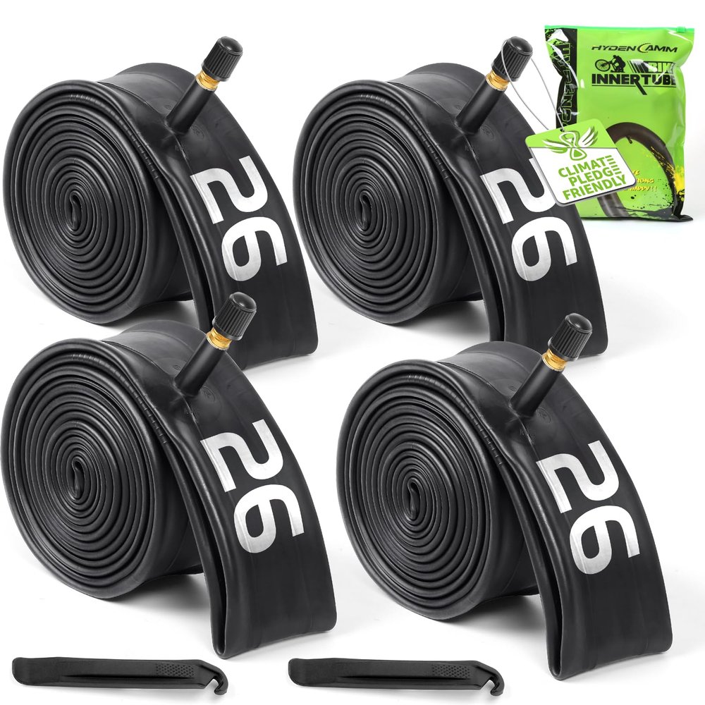 26 inch Bike Inner Tube Fit 26" x 1.75-2.125, Bicycle Tube 4 Pack Schrader Valve with 2 Tire Levers, Inner Tube Bicycle Upgrade Material Anti-Aging for Road/Mountain Bikes by Hydencamm