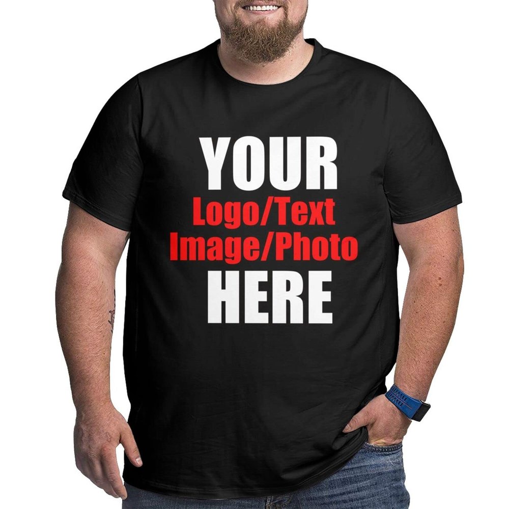 Custom Men's Loose Fit Heavyweight Short-Sleeve Logo Graphic T-Shirt, Mens Gifts Dad Shirt,Black,5X-Large