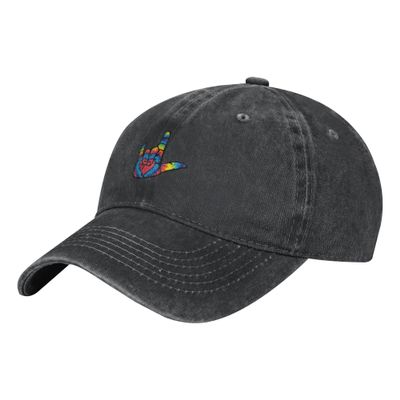 ASL I Love You Sign Language Unisex Adult Baseball Hat Sports Outdoor Cowboy Cap for Men and Women Snapback Black