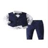 Abolai Baby Boys' 3 Piece Vest Set with White Shirt,Vest and Pant (Blue, 18 Months)