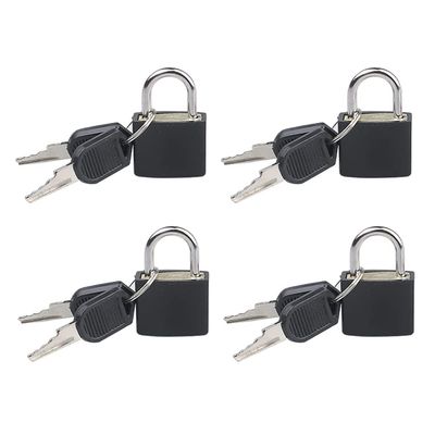 4 Pcs Small Metal Luggage Padlocks Mini Suitcase Locks Classroom Matching Game Locks with Keys for School Gym Black