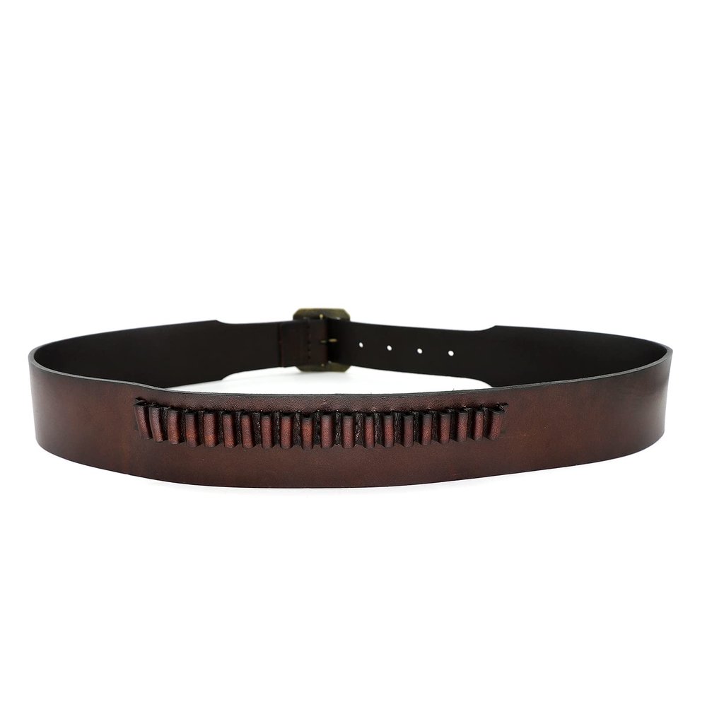 TOURBON .17 HMR .22 LR Rimfire Cartridge Belt 20 Rounds Genuine Leather Pistol Bullet Bandolier