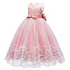 Flower Girl Lace Dress for Kids Wedding Bridesmaid Pageant Party Formal Long Maxi Gown Big Little Princess First Communion Birthday Dance Prom Sequins Bowknot Puffy Tulle Dresses Pink 9-10 Years view 3
