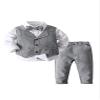 Abolai Baby Boys' 3 Piece Vest Set with White Shirt,Vest and Pant (Grey, 2-3 Years)