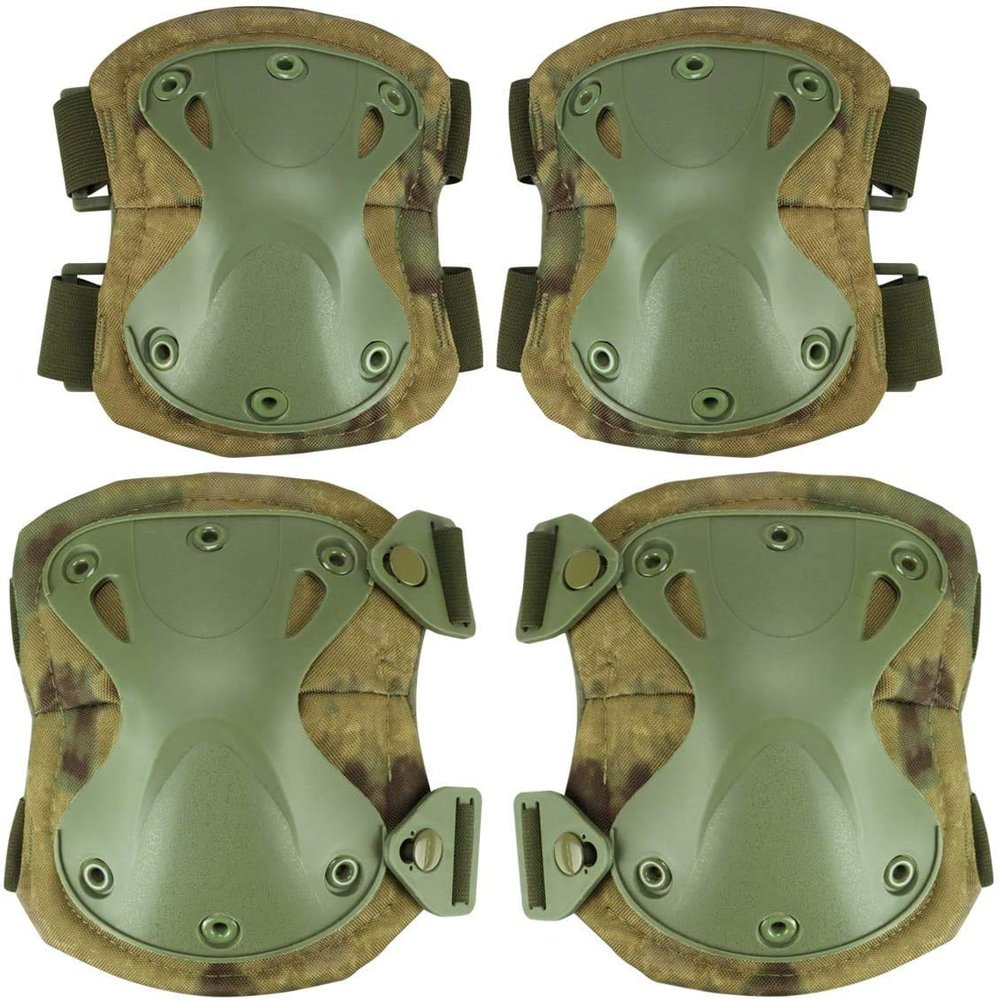 Tarnnetz Tactical Military Camo Knee Pads and Elbow Pads Set for Airsoft Paintball Hunting Army Skate Outdoor Sports