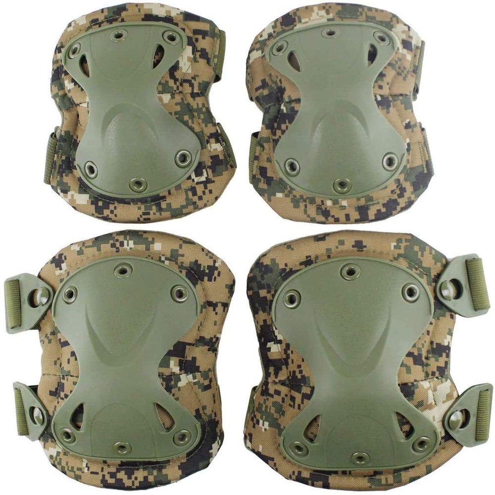 Tarnnetz Tactical Military Camo Knee Pads and Elbow Pads Set for Airsoft Paintball Hunting Army Skate Outdoor Sports