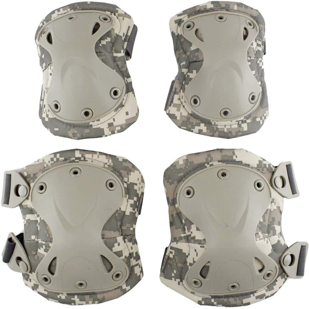 Tarnnetz Tactical Military Camo Knee Pads and Elbow Pads Set for Airsoft Paintball Hunting Army Skate Outdoor Sports