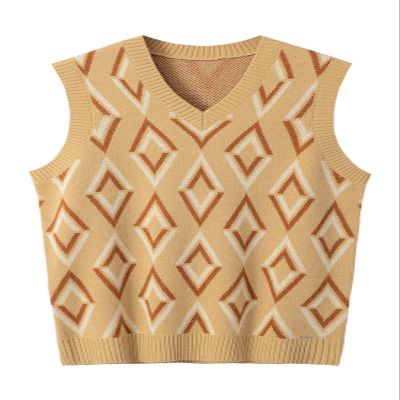 ZHILI Mens Casual Argyle Sweater Vest V-Neck Sleeveless Pullover Knitwear Vests_Yellow_XX-Large