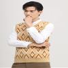 ZHILI Mens Casual Argyle Sweater Vest V-Neck Sleeveless Pullover Knitwear Vests_Yellow_XX-Large view 2