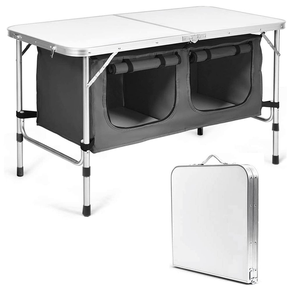 48''Portable Folding Table Table Outdoor Table, Camping Table with Storage Organizer, Lightweight Waterproof Durable for Camping Picnic Hiking Travel Garden Patio Yard Barbecue