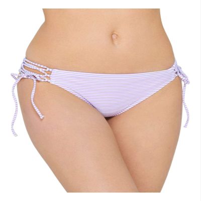 Hula Honey Swimwear Junior Lace Up Hipster Stripe Bottom Purple XS