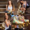 JajaHoho Roller Skates for Women, Holographic High Top PU Leather Rollerskates, Shiny Double-Row Four Wheels Quad Skates for Girls and Age 8-50 Indoor Outdoor (Size 6, Champagne Gold) view 3