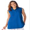 Woman Within Plus Size Sleeveless Polo Tunic - 3X, Bright Cobalt