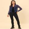 Allegra K Mesh Sheer Jacket for Women's See Through Long Sleeve Zip Up Bomber Jacket Small Blue view 3