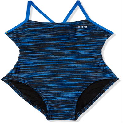 TYR Girl's Durafast Elite Cutoutfit Swimsuit, Blue, 24