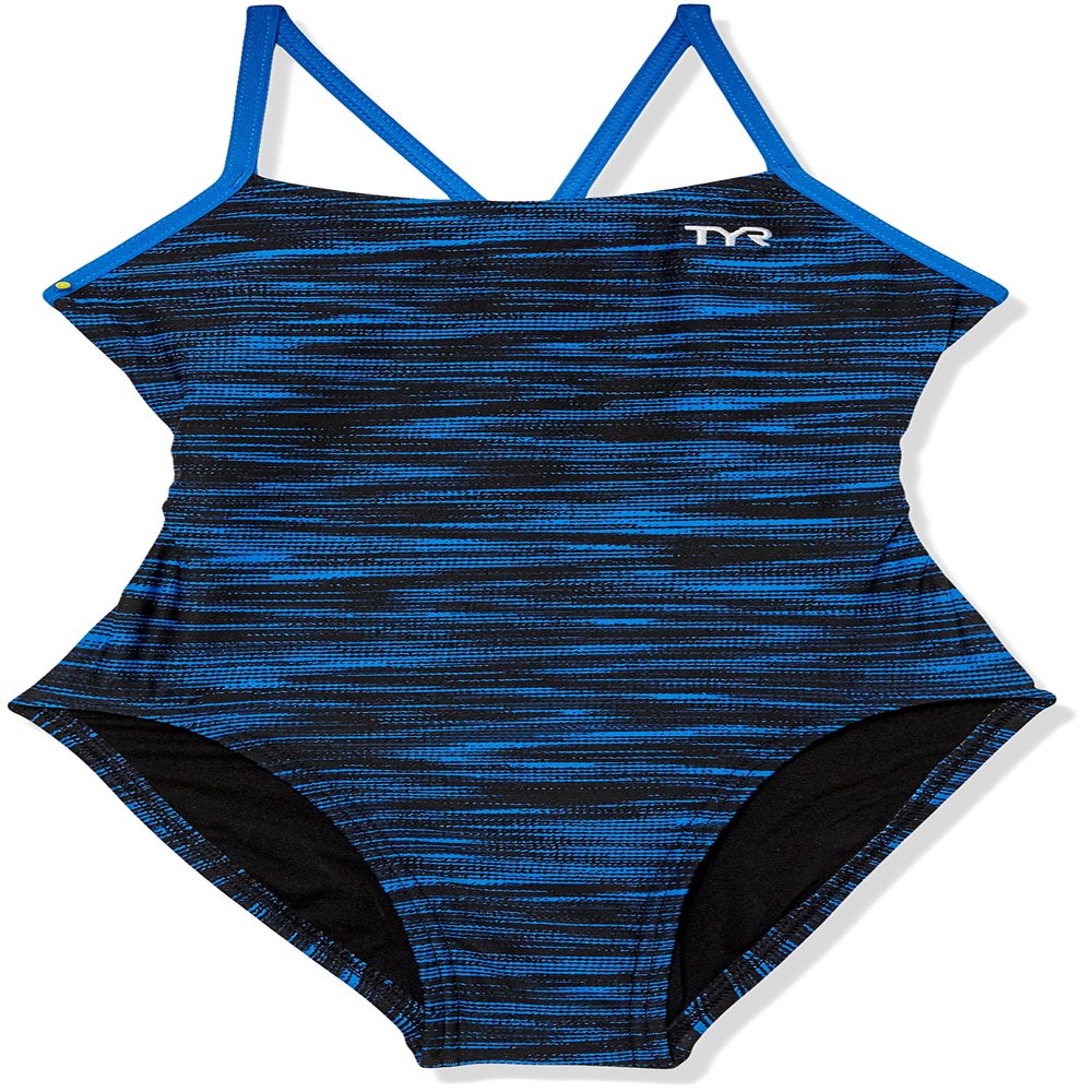 TYR Girl's Durafast Elite Cutoutfit Swimsuit, Blue, 24