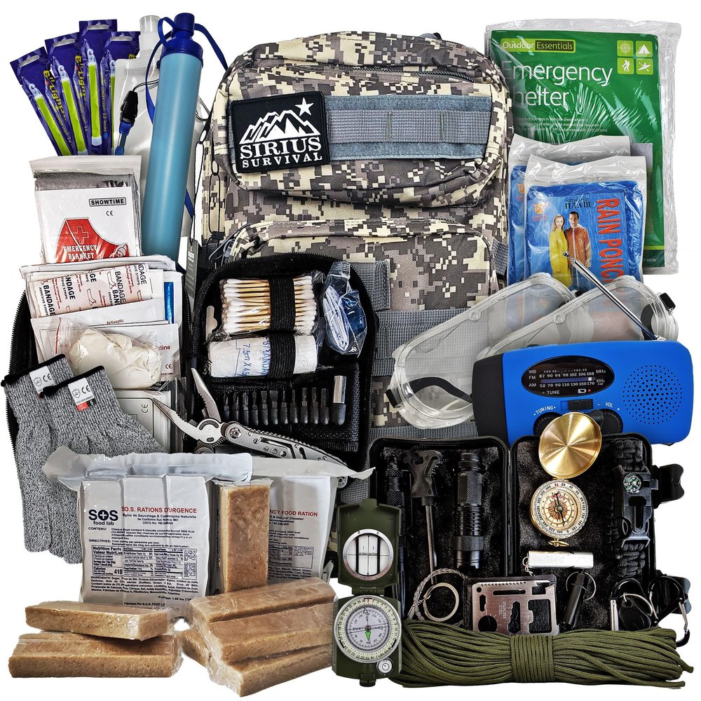 Vital 72 Hour Emergency Survival Kit for Family - Bug Out Bag for Hurricanes, Floods, Tornadoes or Other Disasters - 72 Hour Kit of Food & Water for 2 Per Bag (Digital Camo)