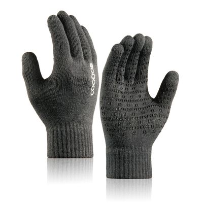 COOLJOB Warm Fleece Knit Winter Gloves for Men Women, Touch Screen Fingers, Non-slip Silicone Grip and Elastic Cuff (1 Pair M, Dark Grey)