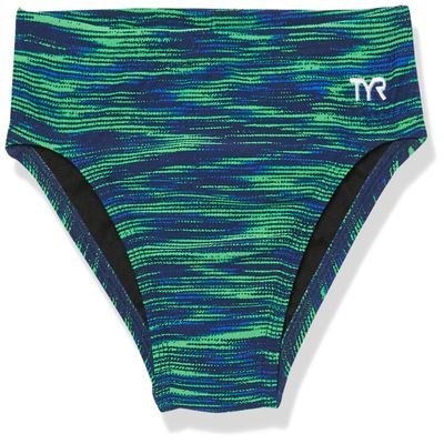 TYR Boy's Durafast Elite Racer Brief Swimsuit, Blue/Green, 24