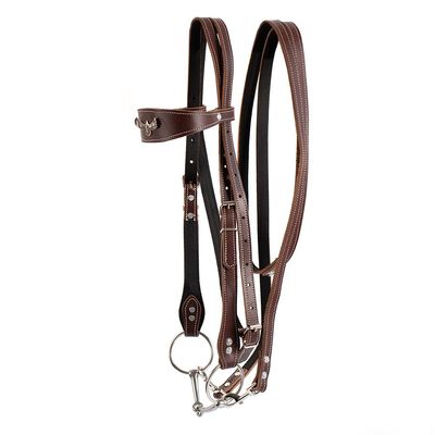 Y.J TAILS Leather Horse Bridle, Adjustable Western Browband Bridles for Horses with Bits and Detachable Leather Reins (S (Below 1.2 Meters), Brown)