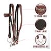 Y.J TAILS Leather Horse Bridle, Adjustable Western Browband Bridles for Horses with Bits and Detachable Leather Reins (S (Below 1.2 Meters), Brown) view 3