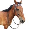 Y.J TAILS Leather Horse Bridle, Adjustable Western Browband Bridles for Horses with Bits and Detachable Leather Reins (S (Below 1.2 Meters), Brown) view 4