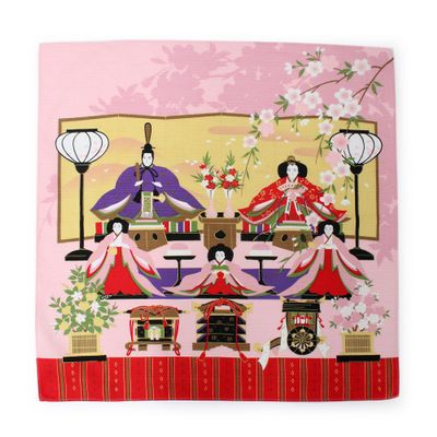 Furoshiki Japanese Traditional Wrapping Handkerchief & Bento Wrapping in Japan Gifts Souvenir (Pink,Hinamatsuri)