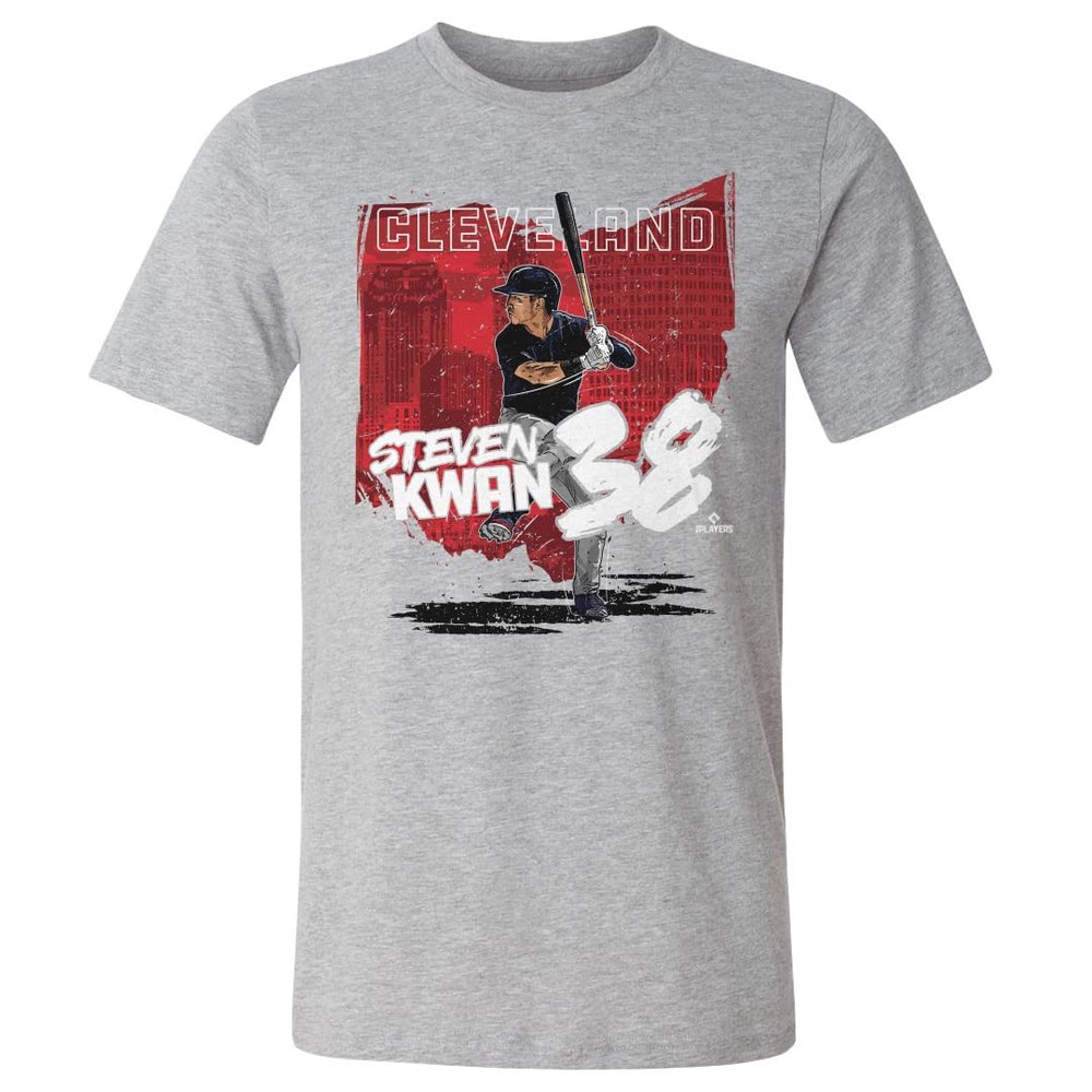 500 LEVEL Steven Kwan Shirt (Cotton, XX-Large, Heather Gray) - Steven Kwan Cleveland State WHT