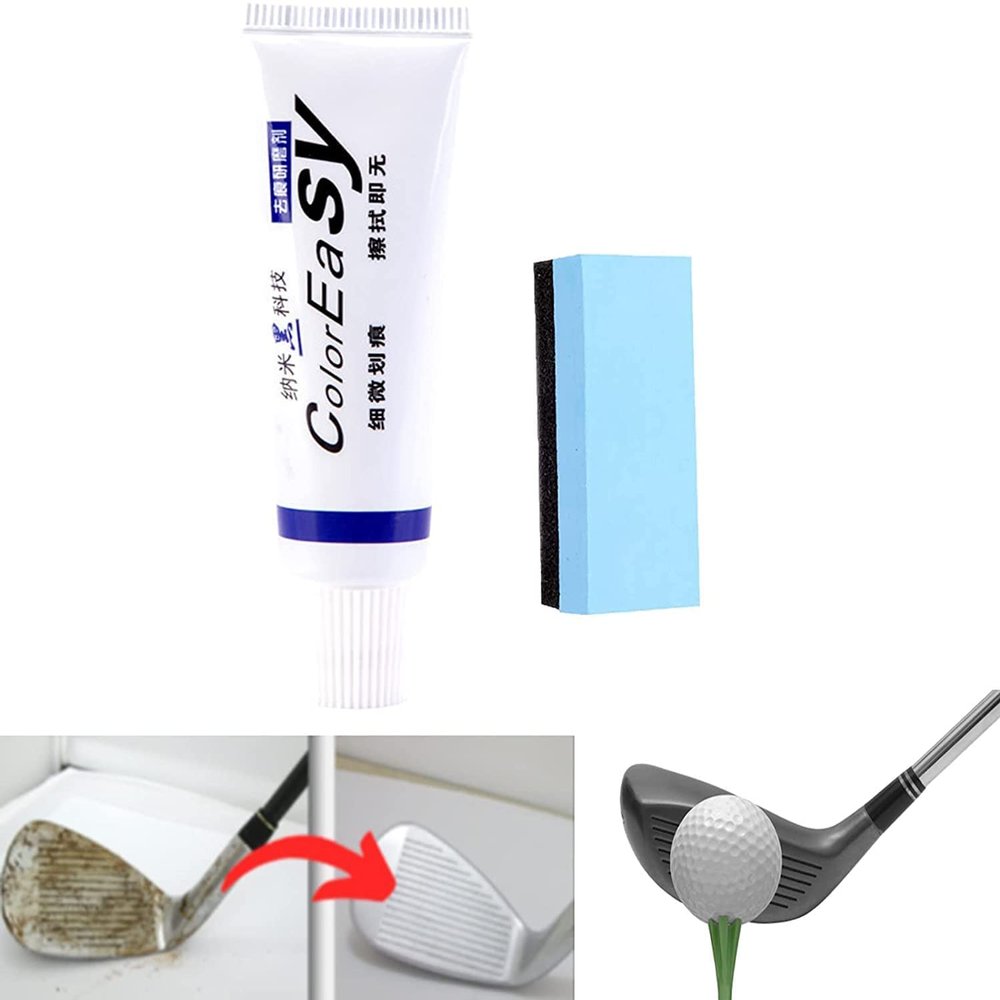 Anshka Instant Golf Club Scratch Remover,Effectively Remove Scratch from Golf Club,Golf Club Cleaning Agent with Sponge,for Touch Up,Fill in,Customize or Renovate Your Clubs (1pcs)