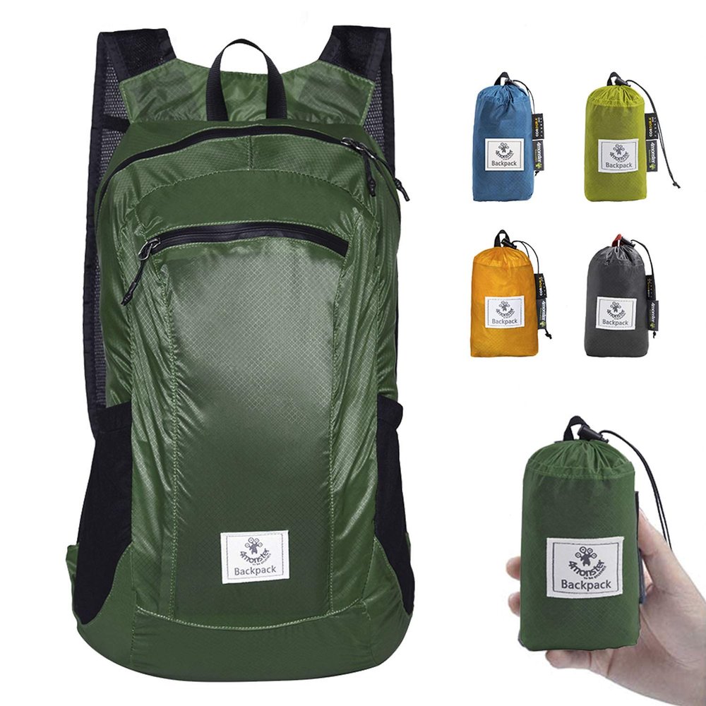4Monster Hiking Daypack,Water Resistant Lightweight Packable Backpack for Travel Camping Outdoor (Army Green-2, 32L)
