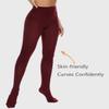 DUCMODA Womens 80 Denier Opaque Tights, Women's Soft Solid Color Footed Pantyhose, High Waist Stocking with 30+ Colors-S-M-Wine Red view 3