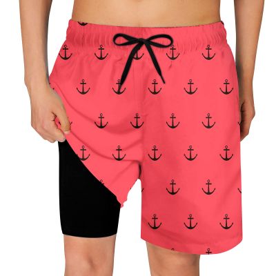 Cozople Boys Swim Trunks Stretchy Compression Liner Swim Shorts Summer UPF Quick Dry Boxer Brief Liner Swimming Shorts Novelty Anchor Surfing Beach Boardshorts Size 18-20