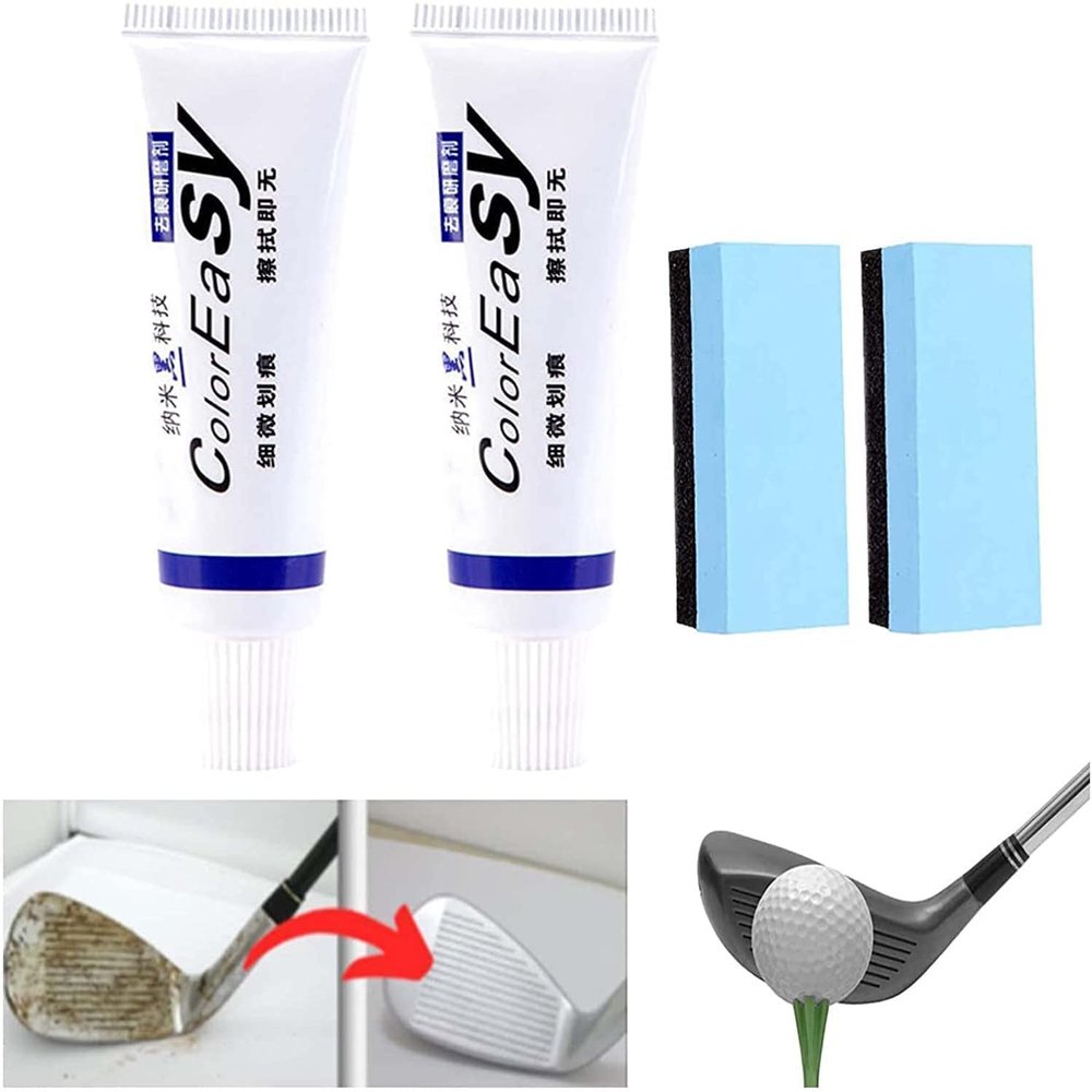 Anshka Instant Golf Club Scratch Remover,Effectively Remove Scratch from Golf Club,Golf Club Cleaning Agent with Sponge,for Touch Up,Fill in,Customize or Renovate Your Clubs (2pcs)