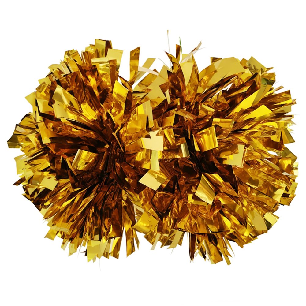 aiviwiai Professional Metallic Cheerleading Pom Poms with Baton Handle, 1 Pair Vibrant Cheerleader Poms for Cheer Squad Spirit, Dance Performance Gear, Team Sports Accessories