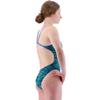 TYR Girl's Durafast Elite Cutoutfit Swimsuit, Blue/Green, 22 view 2