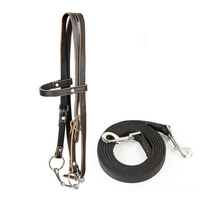 Y.J TAILS Leather Horse Bridle, Adjustable Western Browband Bridles for Horses with Bits and Detachable Reins (L (Above 1.2 Meters), Black)