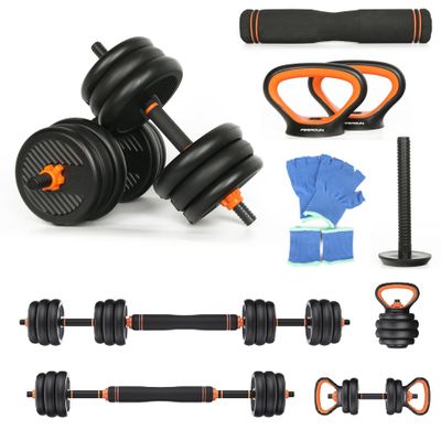 4 in 1 Adjustable Dumbbell Weight Set for Home Gym, 44 Lbs Free Weights Dumbbells Set with Connector Used as Barbell Kettlebells Push up Stand, Non-Slip Handle, for Men Women