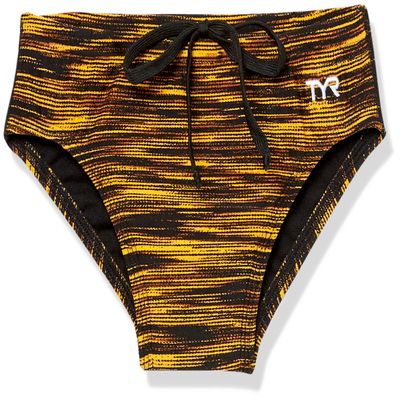 TYR Boy's Durafast Elite Racer Brief Swimsuit, Black/Gold, 24