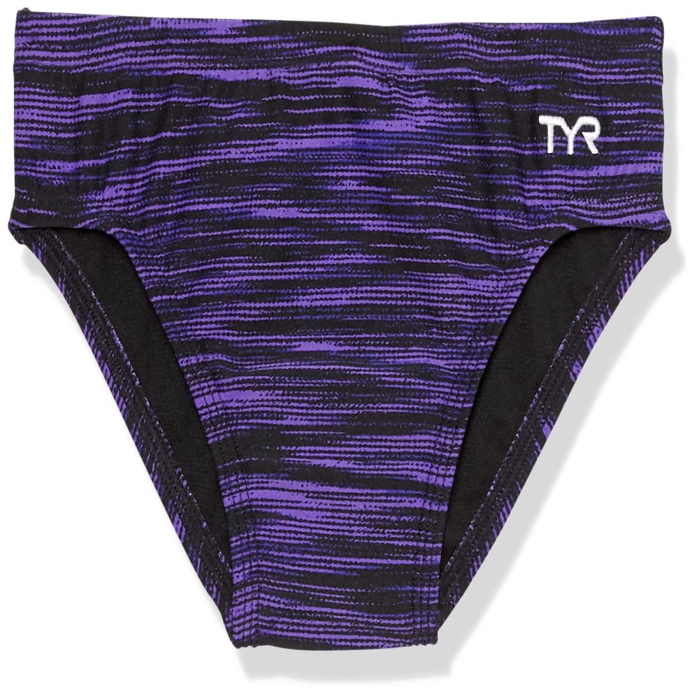 TYR Boy's Durafast Elite Racer Brief Swimsuit, Purple, 22