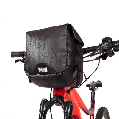 Two Wheel Gear - ALPHA Handlebar Bag (6 Litre) - Integrates with Joey T3 Smartbag Console (Sold Separately) - Weatherproof Messenger Bike Bag, Roll Top and Tech Pocket, Recycled Materials, Black