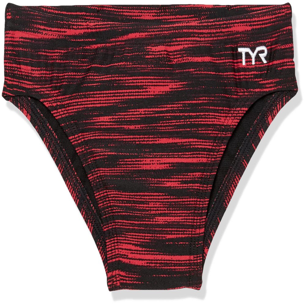 TYR Boy's Durafast Elite Racer Brief Swimsuit, Red, 22