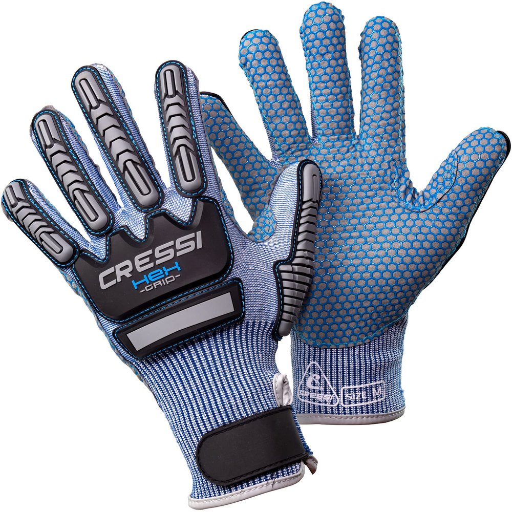Cressi HEX Grip Gloves, Blue, S