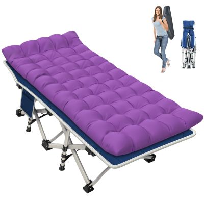 GETOVIN Cot, Camping Cot with Comfortable Thick Pad Cots for Sleeping Heavy Duty Camping Bed Folding Cot Double Layer Oxford with Carry Bag for Home Nap Outdoor Travel