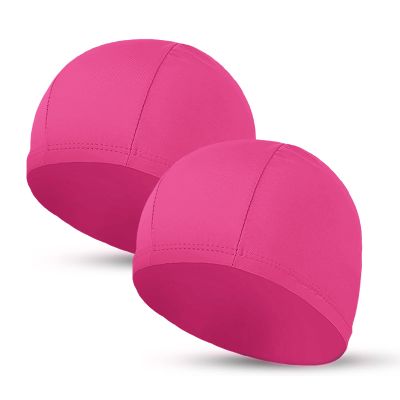 2pcs Cloth Swim Caps for Both Women & Men & Kids Fabric Durable Non-Waterproof Elastic Swimming Pool Cap Bathing Cap for Long and Short Hair (Rose red)