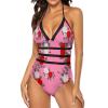 Flower Women's One-Piece Swimsuit Triangle Bathing Swimsuit Beach Party M view 2