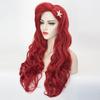 Wiggy Mermaid Wig + Starfish Hairpin Women Red Long Curly Wavy Cosplay Wigs Heat Resistant with Bangs Cap for Halloween Party Costume view 3